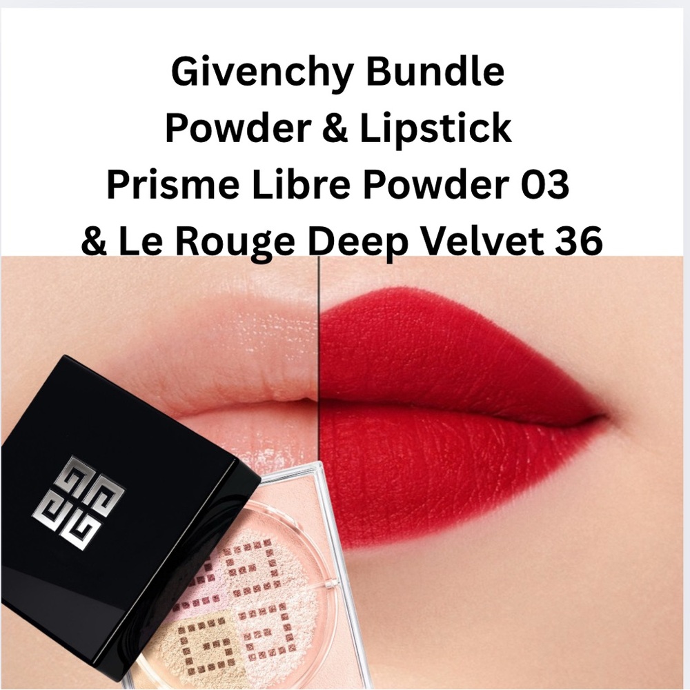 Givenchy Powder and Lip Bundle Le Rouge Deep Velvet 36 Prisme Libre 3 Voile Rose